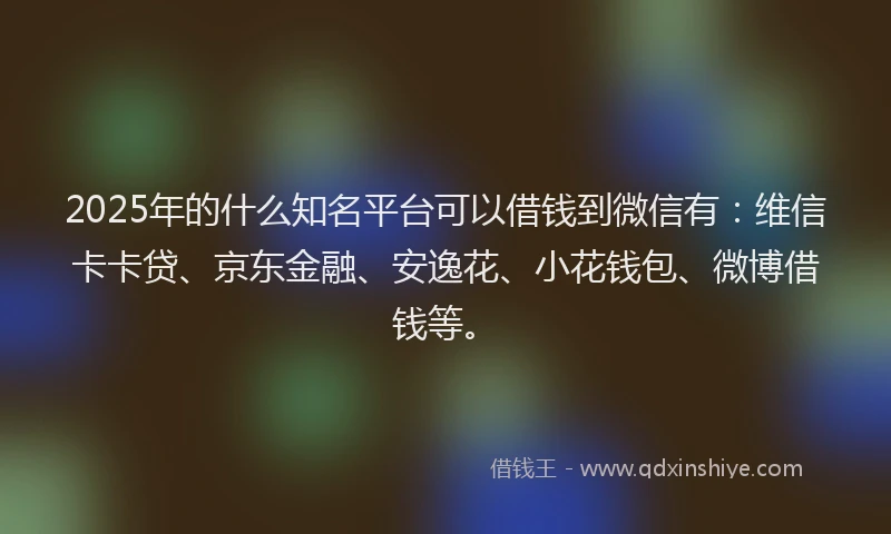 2025年的什么知名平台可以借钱到微信有：维信卡卡贷、京东金融、安逸花、小花钱包、微博借钱等。