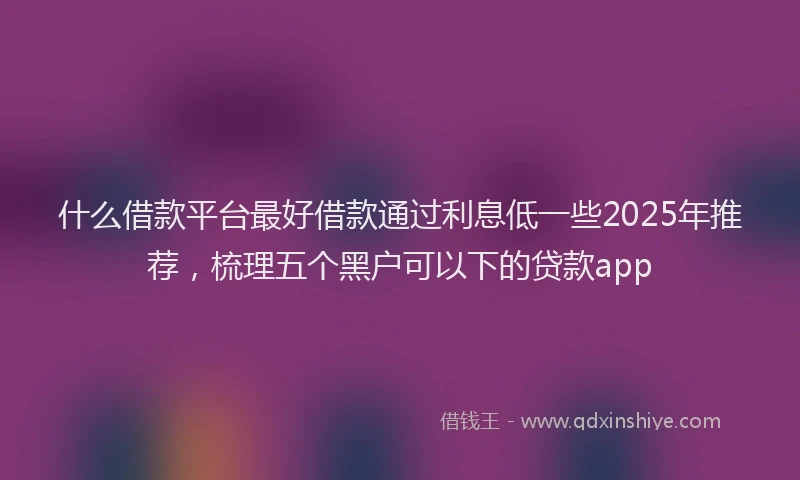 什么借款平台最好借款通过利息低一些2025年推荐，梳理五个黑户可以下的贷款app