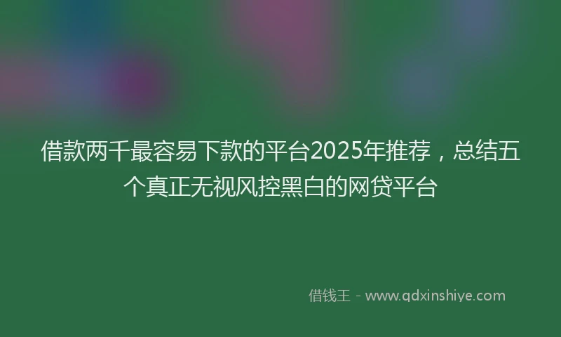 借款两千最容易下款的平台2025年推荐，总结五个真正无视风控黑白的网贷平台