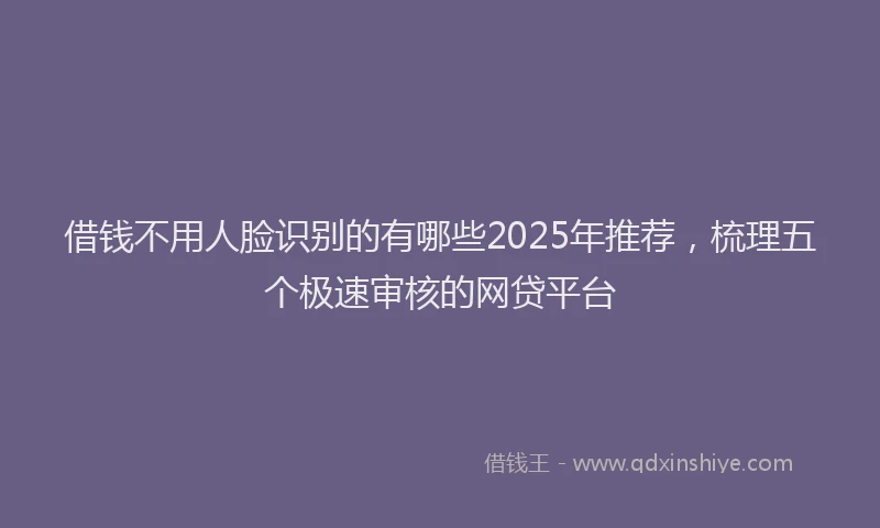 借钱不用人脸识别的有哪些2025年推荐，梳理五个极速审核的网贷平台