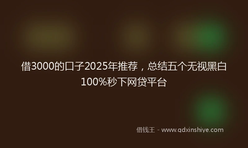 借3000的口子2025年推荐，总结五个无视黑白100%秒下网贷平台