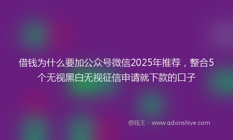 借钱为什么要加公众号微信2025年推荐，整合5个无视黑白无视征信申请就下款的口子