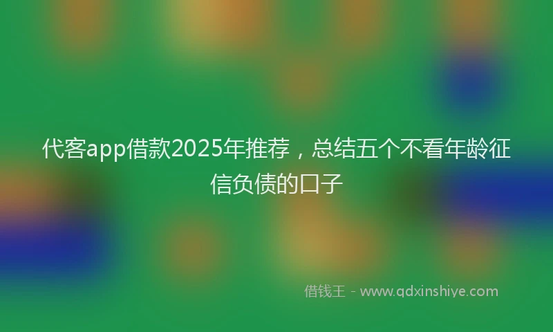 代客app借款2025年推荐，总结五个不看年龄征信负债的口子