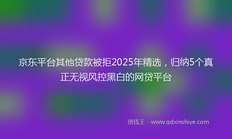 京东平台其他贷款被拒2025年精选，归纳5个真正无视风控黑白的网贷平台