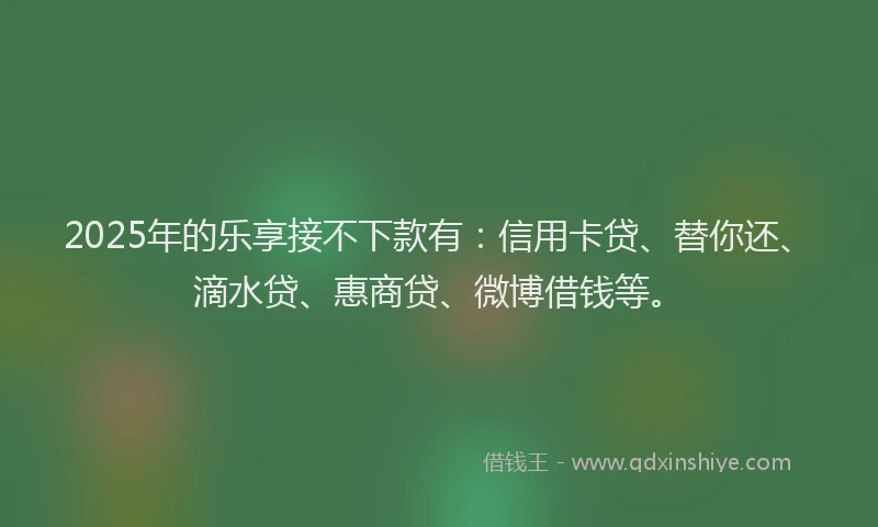 2025年的乐享接不下款有：信用卡贷、替你还、滴水贷、惠商贷、微博借钱等。