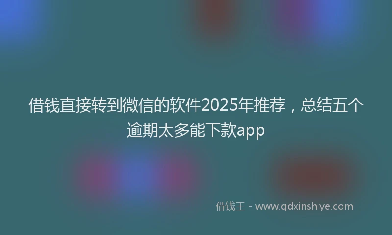 借钱直接转到微信的软件2025年推荐，总结五个逾期太多能下款app