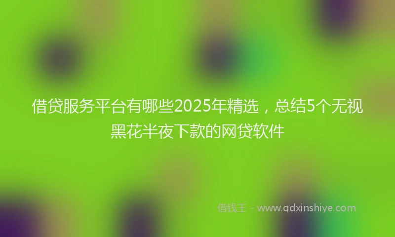 借贷服务平台有哪些2025年精选，总结5个无视黑花半夜下款的网贷软件