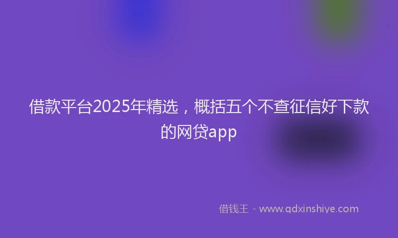 借款平台2025年精选，概括五个不查征信好下款的网贷app