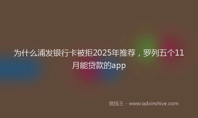 为什么浦发银行卡被拒2025年推荐，罗列五个11月能贷款的app