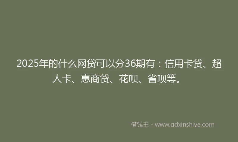2025年的什么网贷可以分36期有：信用卡贷、超人卡、惠商贷、花呗、省呗等。