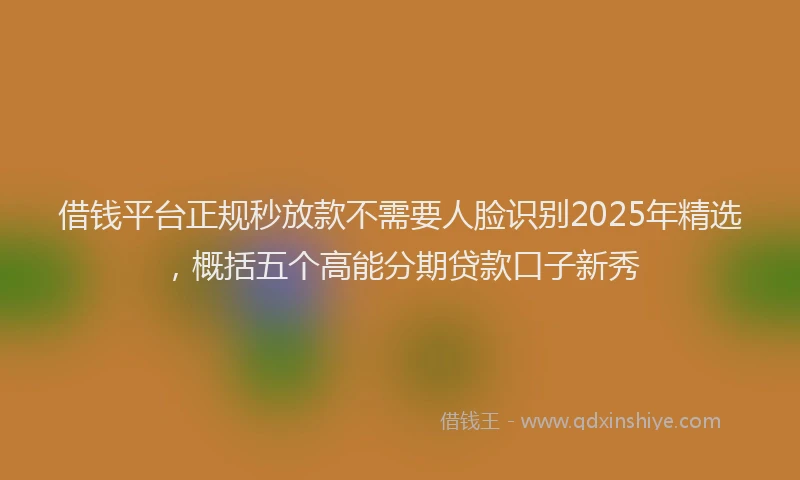 借钱平台正规秒放款不需要人脸识别2025年精选，概括五个高能分期贷款口子新秀