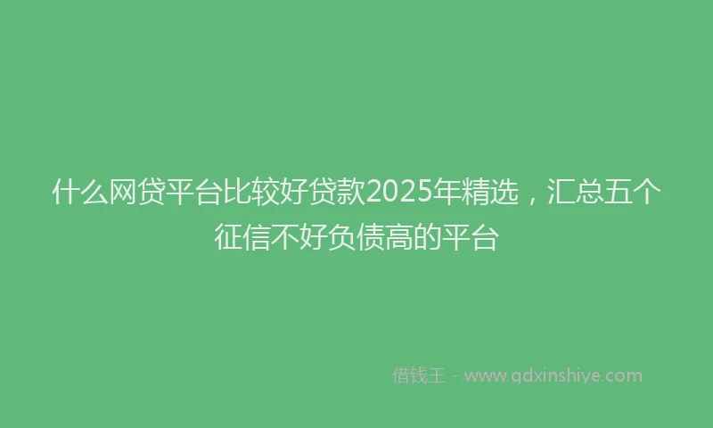 什么网贷平台比较好贷款2025年精选，汇总五个征信不好负债高的平台