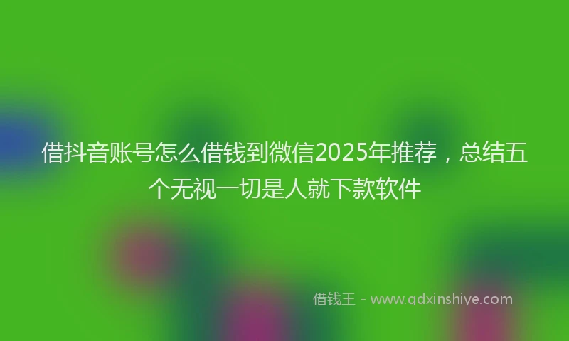 借抖音账号怎么借钱到微信2025年推荐，总结五个无视一切是人就下款软件