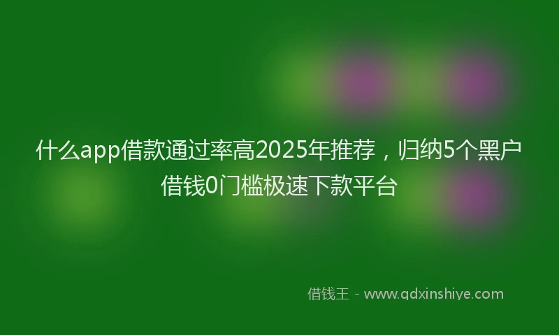 什么app借款通过率高2025年推荐，归纳5个黑户借钱0门槛极速下款平台