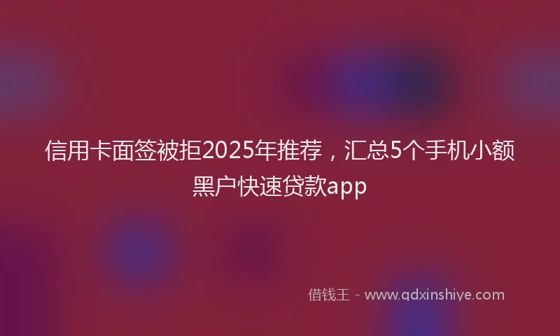 信用卡面签被拒2025年推荐，汇总5个手机小额黑户快速贷款app