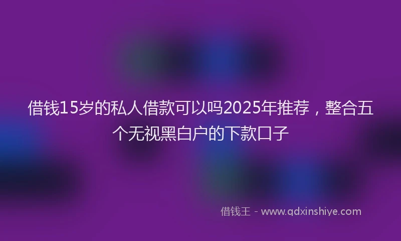 借钱15岁的私人借款可以吗2025年推荐，整合五个无视黑白户的下款口子