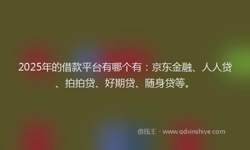 2025年的借款平台有哪个有：京东金融、人人贷、拍拍贷、好期贷、随身贷等。