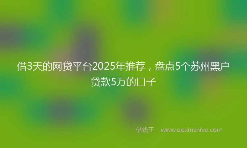 借3天的网贷平台2025年推荐，盘点5个苏州黑户贷款5万的口子