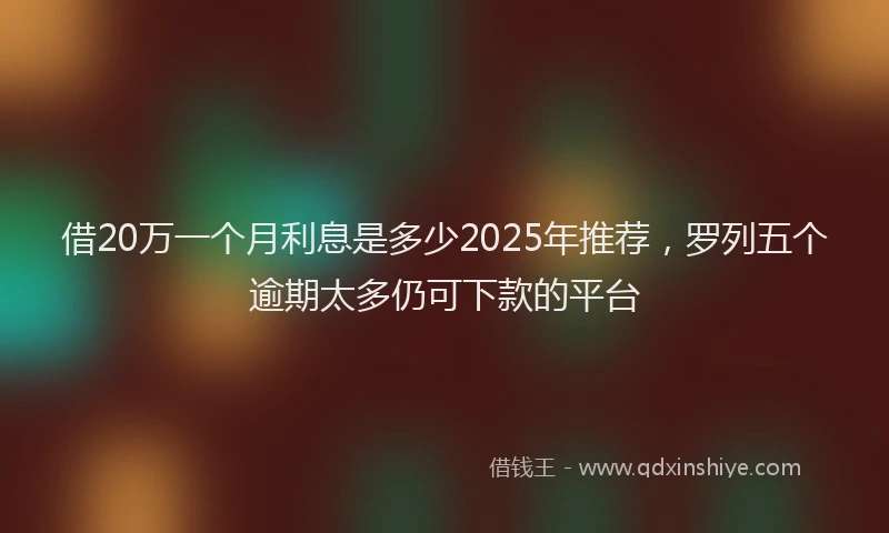 借20万一个月利息是多少2025年推荐，罗列五个逾期太多仍可下款的平台