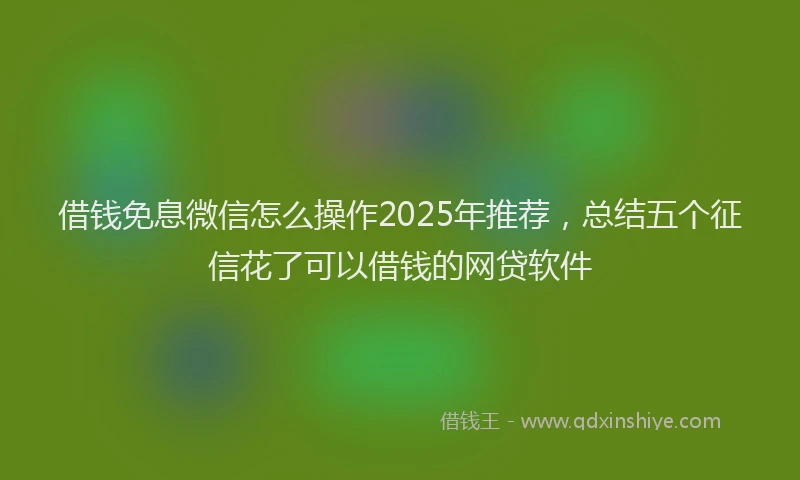 借钱免息微信怎么操作2025年推荐，总结五个征信花了可以借钱的网贷软件