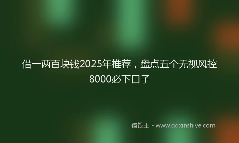 借一两百块钱2025年推荐，盘点五个无视风控8000必下口子
