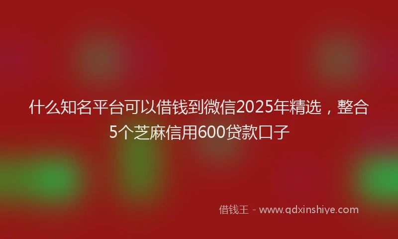 什么知名平台可以借钱到微信2025年精选，整合5个芝麻信用600贷款口子