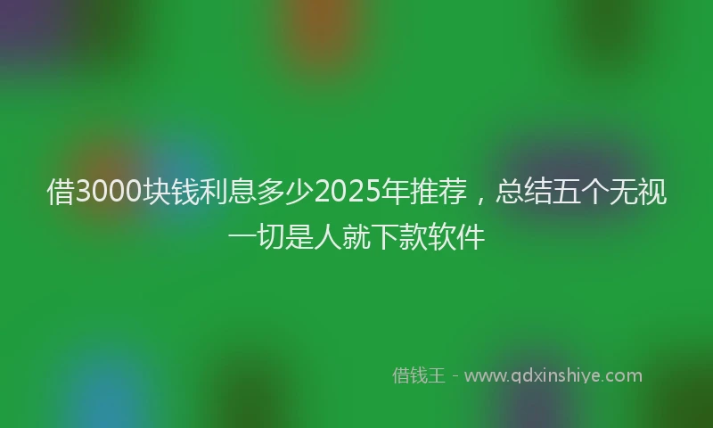 借3000块钱利息多少2025年推荐，总结五个无视一切是人就下款软件