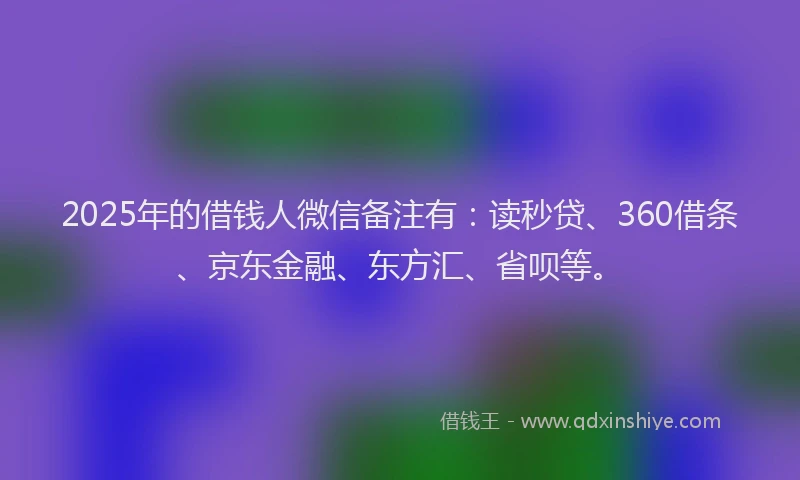 2025年的借钱人微信备注有：读秒贷、360借条、京东金融、东方汇、省呗等。