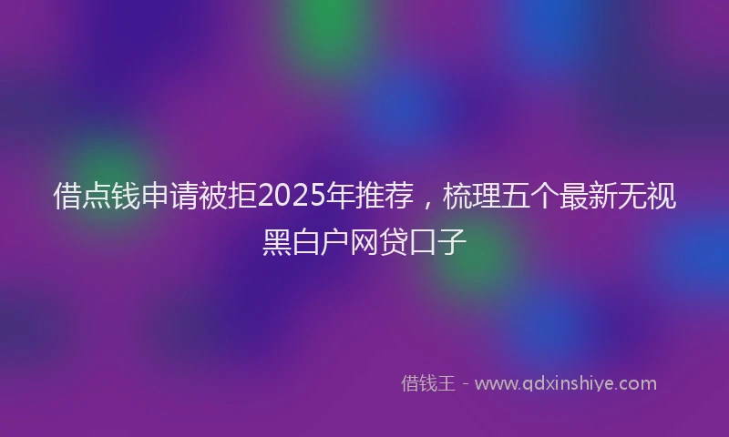 借点钱申请被拒2025年推荐，梳理五个最新无视黑白户网贷口子