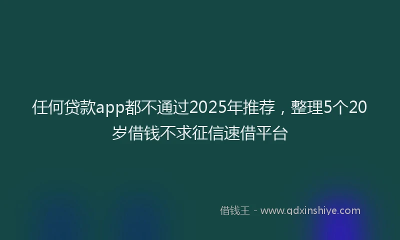 任何贷款app都不通过2025年推荐，整理5个20岁借钱不求征信速借平台