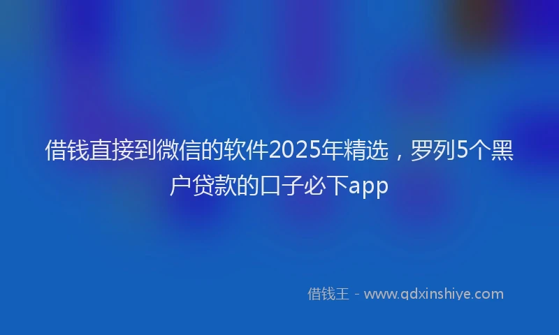 借钱直接到微信的软件2025年精选，罗列5个黑户贷款的口子必下app