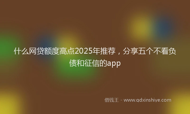 什么网贷额度高点2025年推荐，分享五个不看负债和征信的app