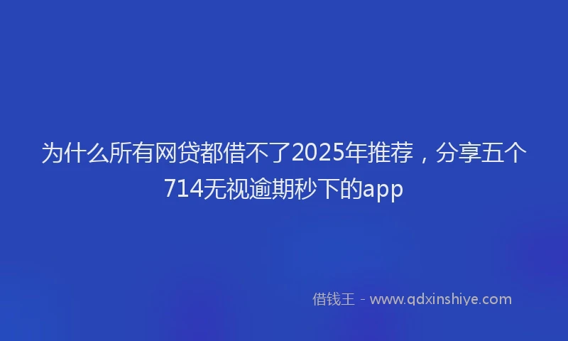为什么所有网贷都借不了2025年推荐，分享五个714无视逾期秒下的app
