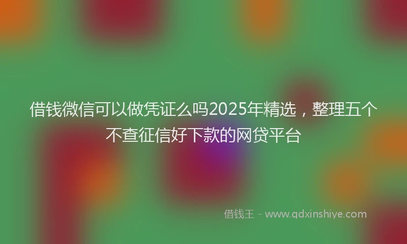 借钱微信可以做凭证么吗2025年精选，整理五个不查征信好下款的网贷平台