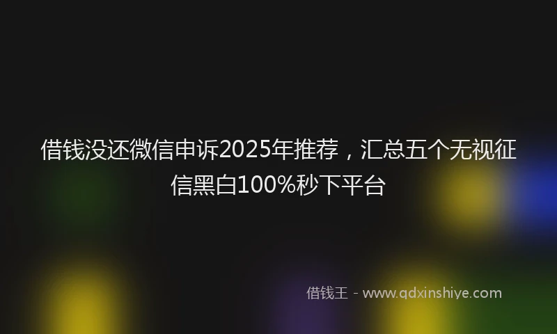 借钱没还微信申诉2025年推荐，汇总五个无视征信黑白100%秒下平台