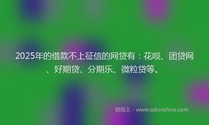 2025年的借款不上征信的网贷有：花呗、团贷网、好期贷、分期乐、微粒贷等。