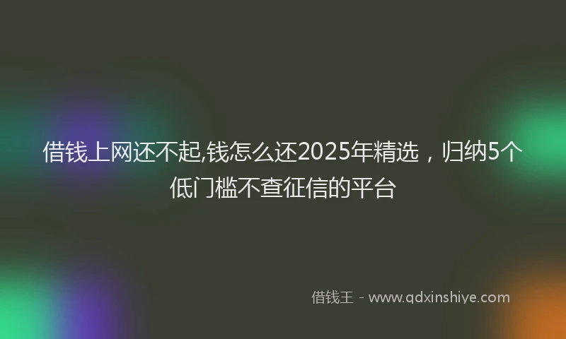 借钱上网还不起,钱怎么还2025年精选，归纳5个低门槛不查征信的平台