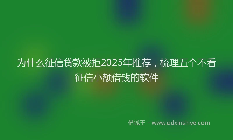 为什么征信贷款被拒2025年推荐，梳理五个不看征信小额借钱的软件