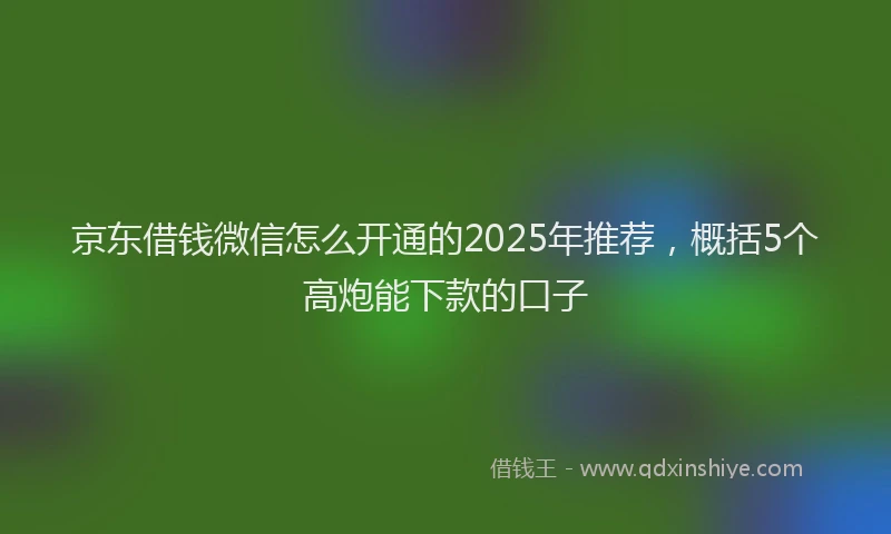 京东借钱微信怎么开通的2025年推荐，概括5个高炮能下款的口子