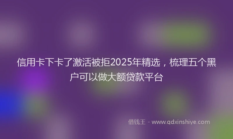 信用卡下卡了激活被拒2025年精选，梳理五个黑户可以做大额贷款平台