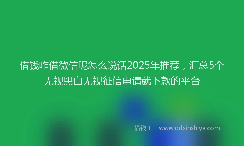 借钱咋借微信呢怎么说话2025年推荐，汇总5个无视黑白无视征信申请就下款的平台
