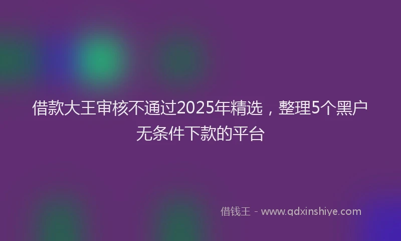 借款大王审核不通过2025年精选，整理5个黑户无条件下款的平台