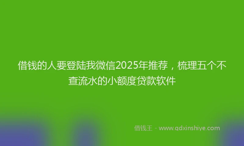 借钱的人要登陆我微信2025年推荐，梳理五个不查流水的小额度贷款软件