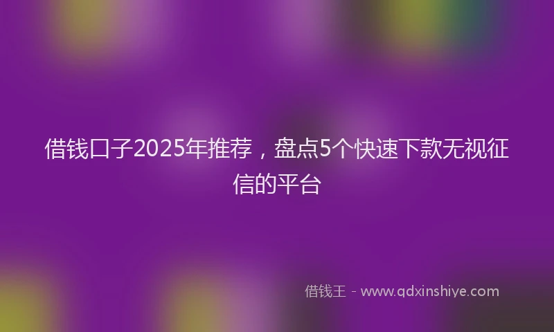 借钱口子2025年推荐，盘点5个快速下款无视征信的平台