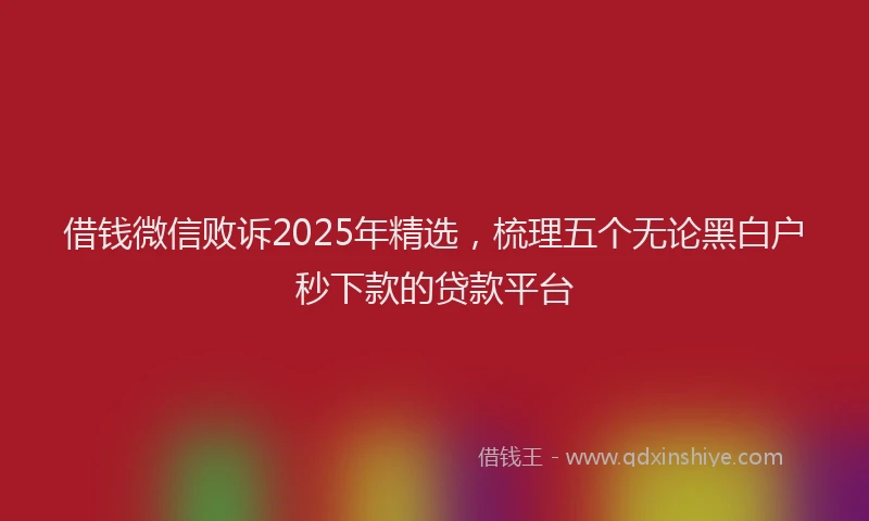 借钱微信败诉2025年精选，梳理五个无论黑白户秒下款的贷款平台