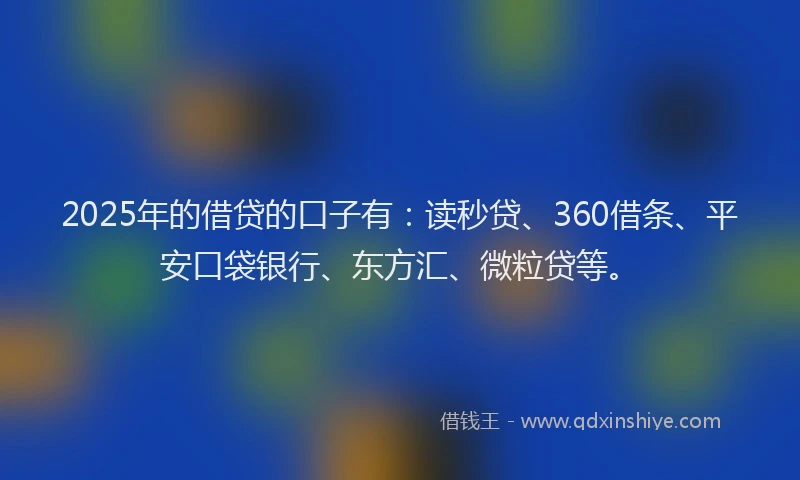 2025年的借贷的口子有：读秒贷、360借条、平安口袋银行、东方汇、微粒贷等。