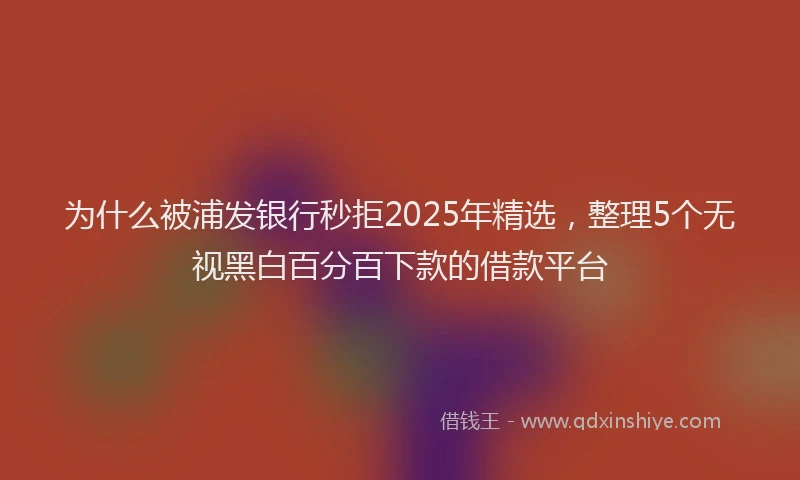 为什么被浦发银行秒拒2025年精选，整理5个无视黑白百分百下款的借款平台