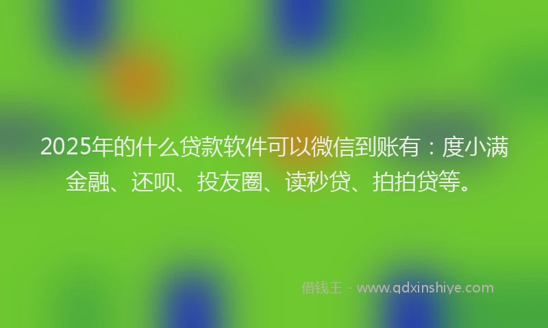 2025年的什么贷款软件可以微信到账有：度小满金融、还呗、投友圈、读秒贷、拍拍贷等。