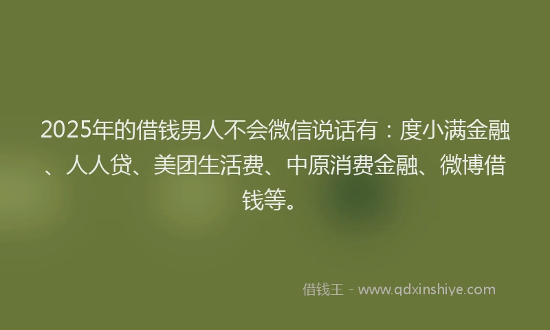 2025年的借钱男人不会微信说话有：度小满金融、人人贷、美团生活费、中原消费金融、微博借钱等。