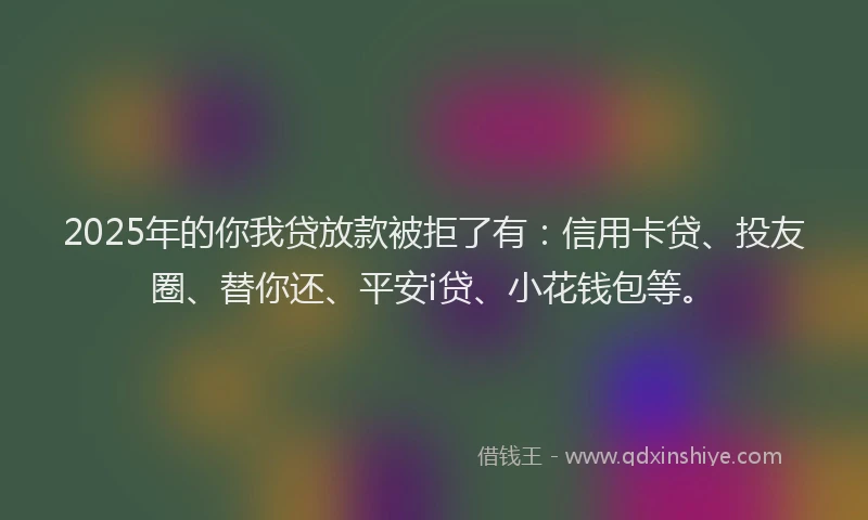 2025年的你我贷放款被拒了有：信用卡贷、投友圈、替你还、平安i贷、小花钱包等。